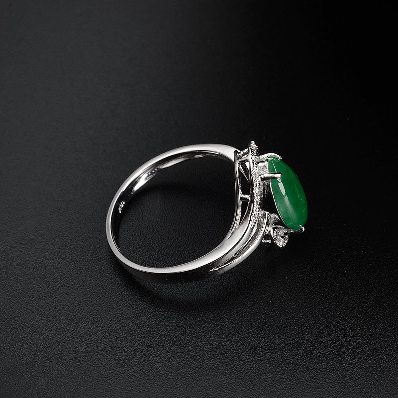 18K金缅甸A货翡翠戒指 - 红掌柜