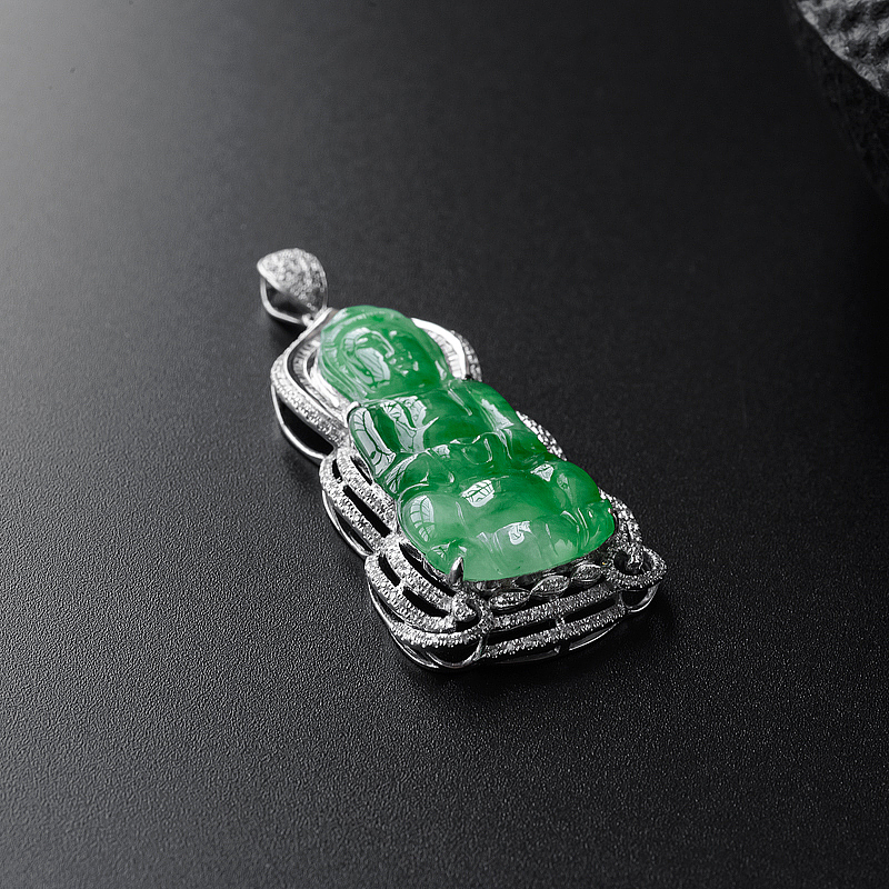 冰糯种阳绿观音吊坠 - 红掌柜