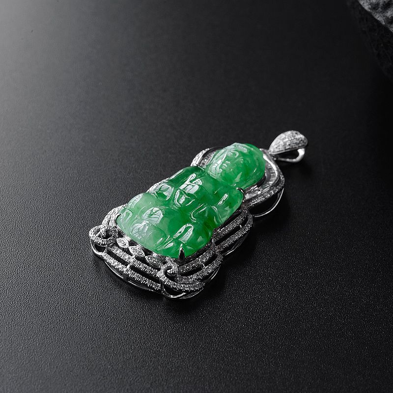 阳绿翡翠观音吊坠 - 红掌柜