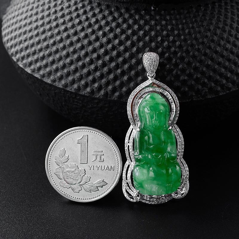 冰糯种翡翠观音吊坠 - 红掌柜