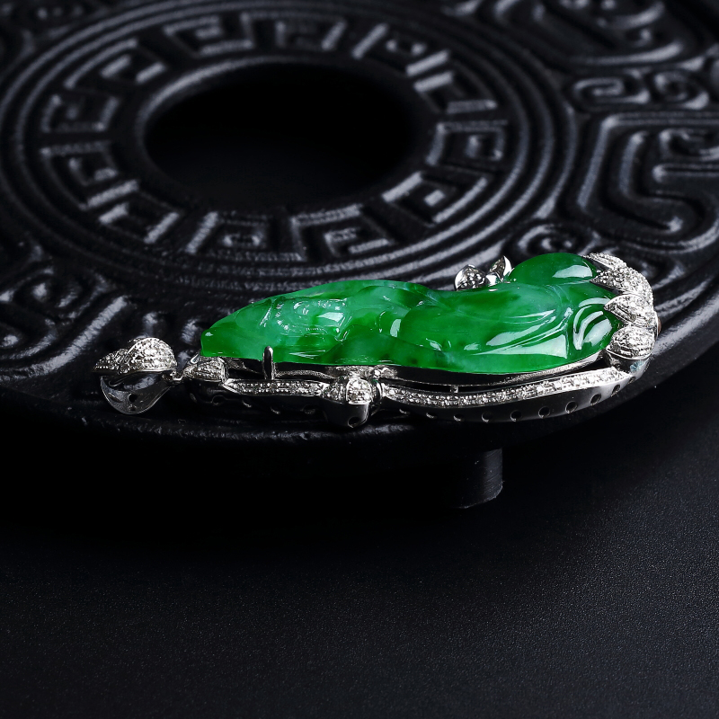 飘翠翡翠观音吊坠 - 红掌柜