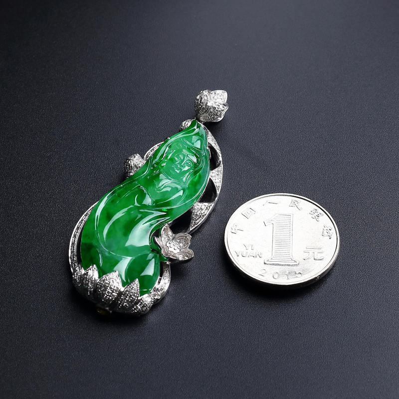 翡翠观音吊坠 - 红掌柜