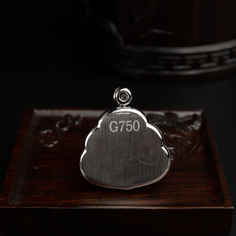 18K金糯种阳绿翡翠弥勒佛吊坠 - 红掌柜