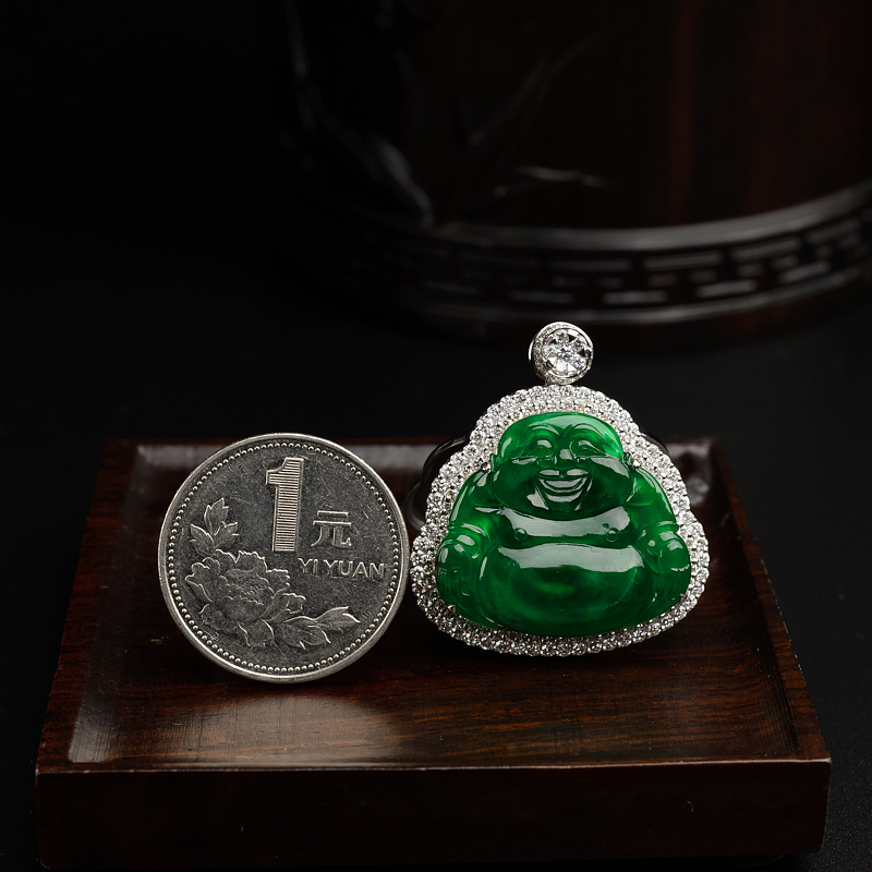 翡翠弥勒佛吊坠 - 红掌柜