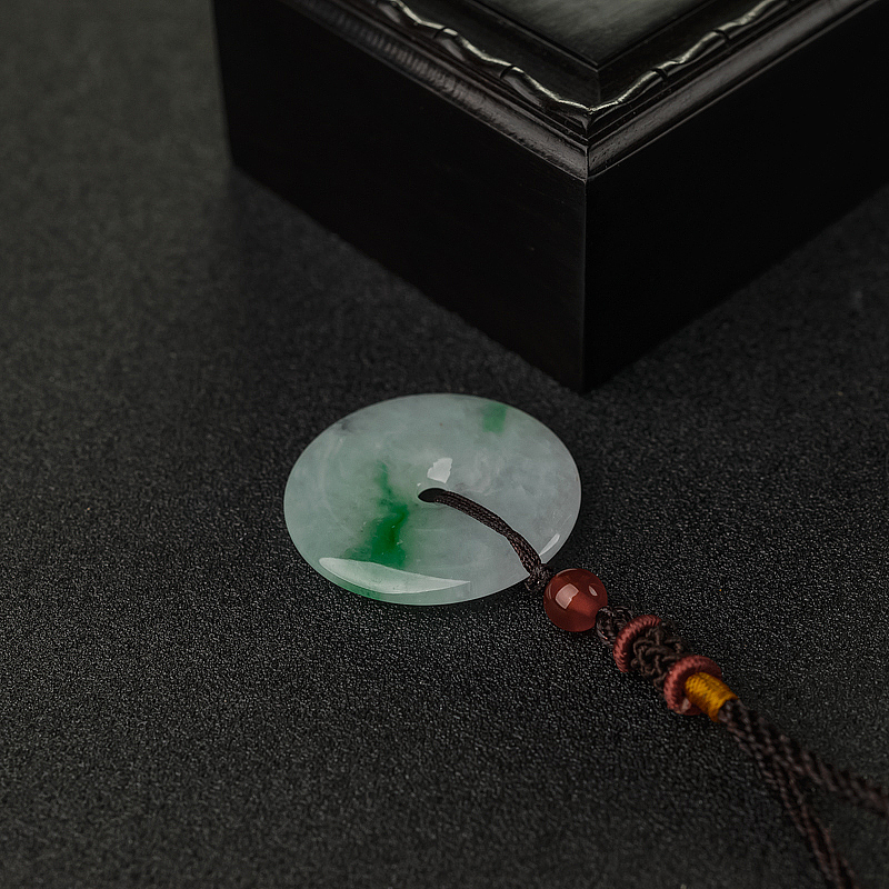 缅甸翡翠平安扣吊坠-红掌柜