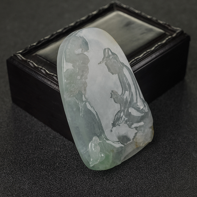 糯种翡翠悟道吊坠-红掌柜