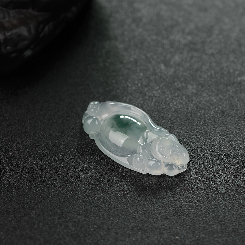 缅甸天然冰种飘花翡翠吊坠-红掌柜