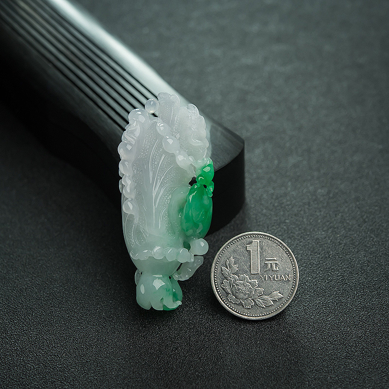 缅甸翡翠白菜吊坠-红掌柜