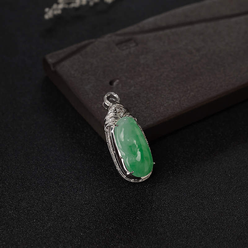 糯种飘翠翡翠如意吊坠-红掌柜