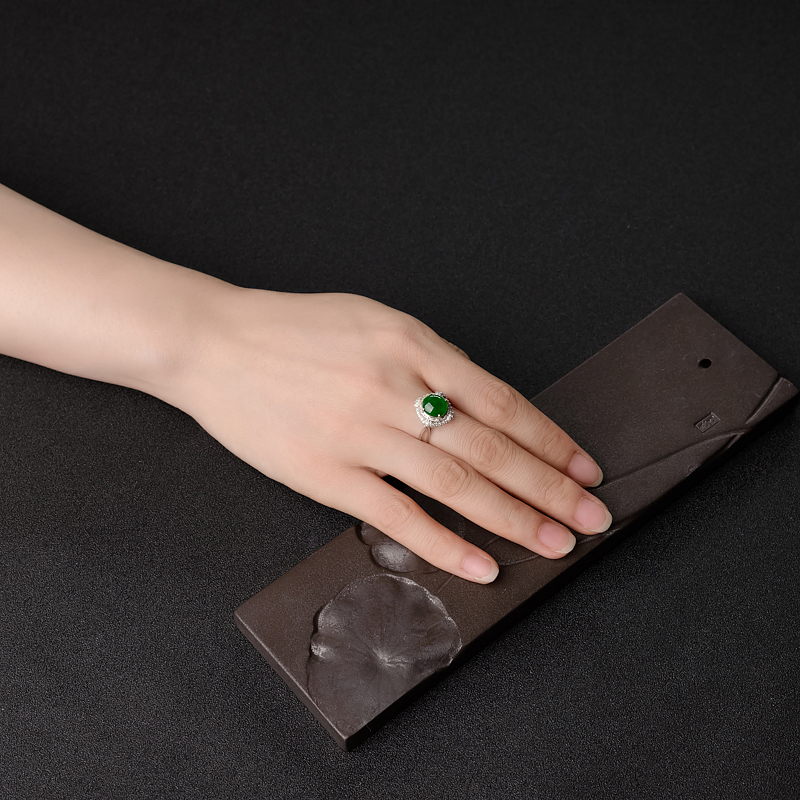 糯种翡翠戒指-红掌柜