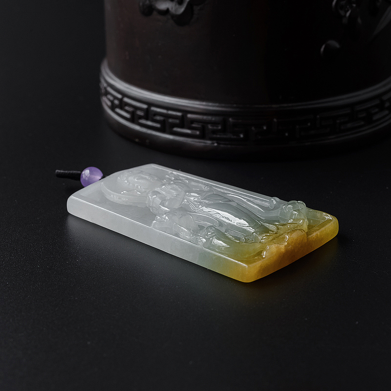 缅甸天然糯种飘黄翡翡翠吊坠-红掌柜