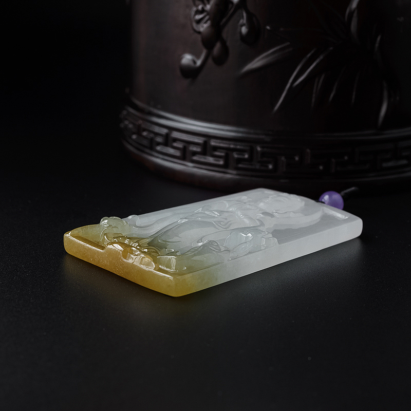 缅甸天然糯种飘黄翡翡翠吊坠-红掌柜