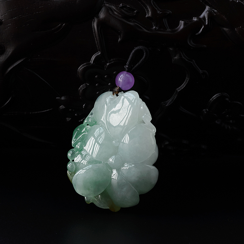 缅甸天然飘绿翡翠连生贵子吊坠-红掌柜