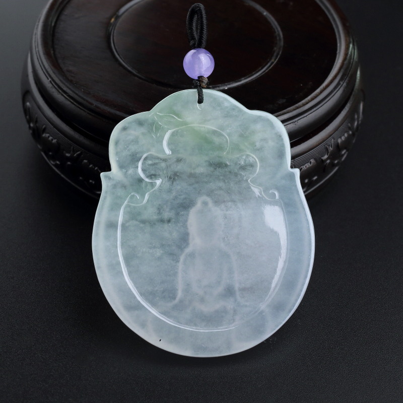 天然冰糯种浅绿翡翠大日如来吊坠 - 红掌柜