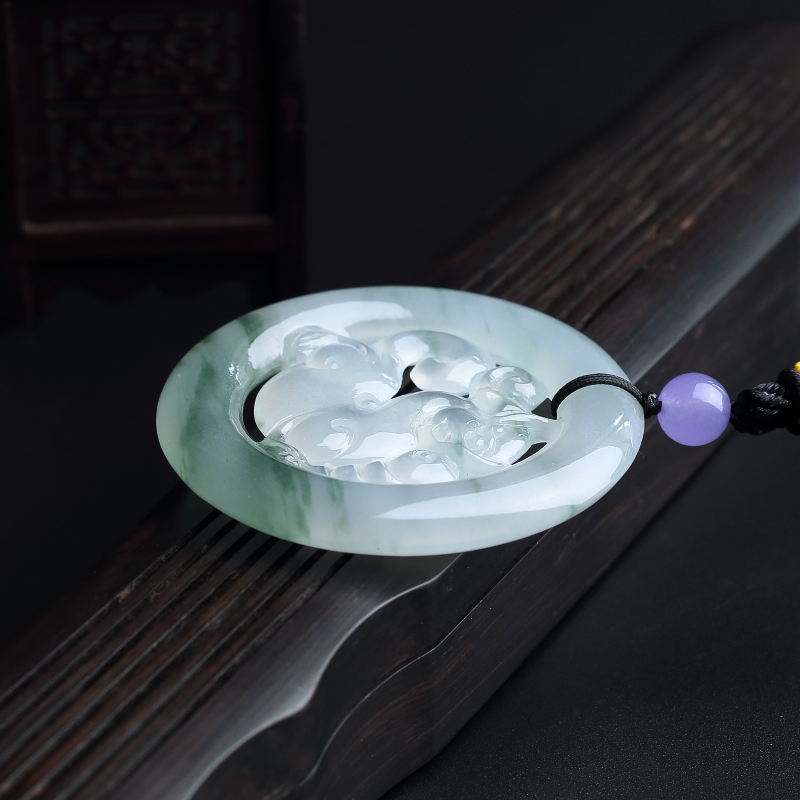 缅甸天然冰糯种飘花翡翠吊坠-红掌柜