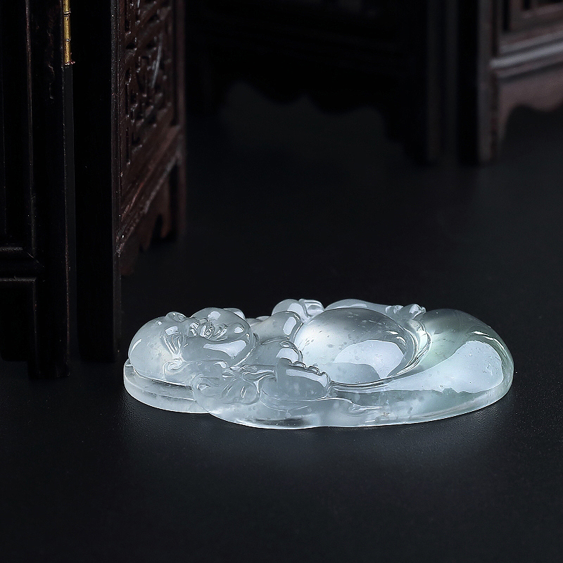 淡绿翡翠弥勒佛吊坠 - 红掌柜