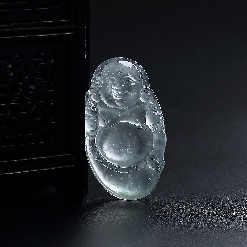 淡绿翡翠弥勒佛吊坠 - 红掌柜