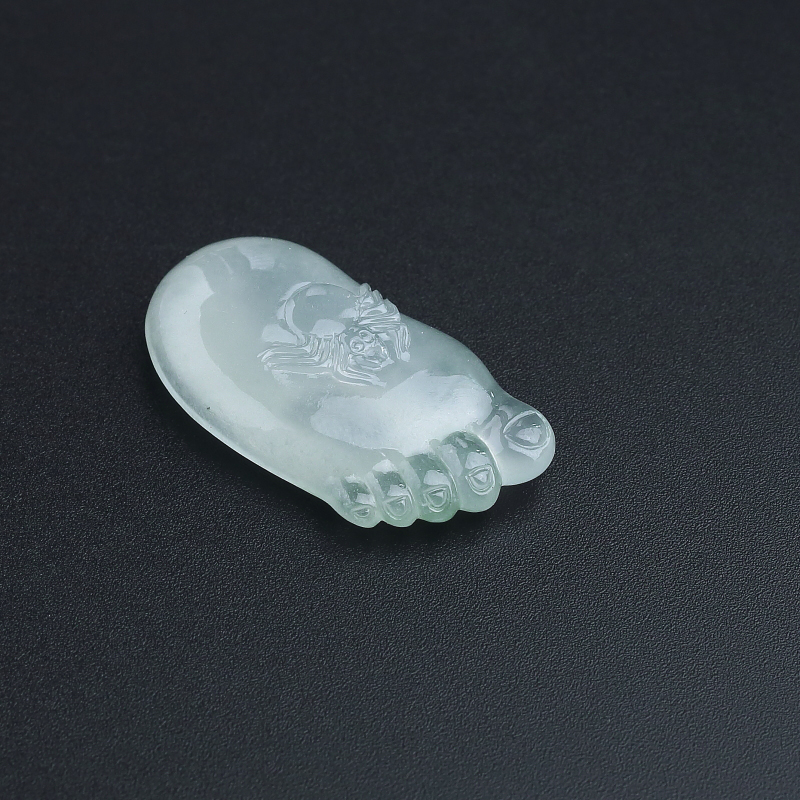 缅甸天然冰糯种淡绿翡翠知足常乐吊坠-红掌柜