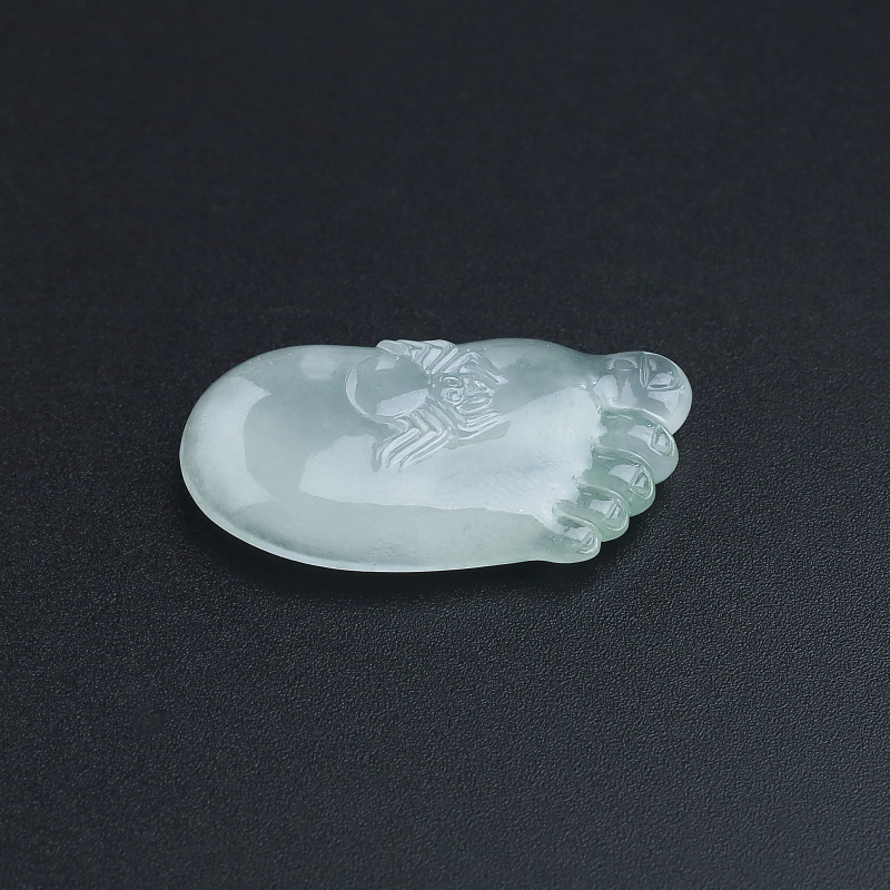 天然冰糯种淡绿翡翠知足常乐吊坠-红掌柜