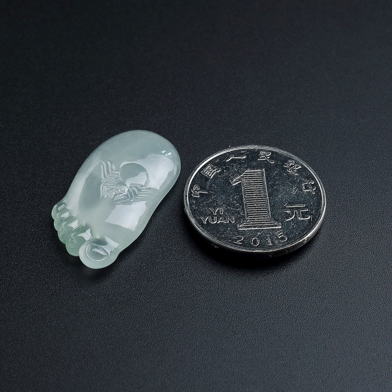 冰糯种淡绿翡翠知足常乐吊坠-红掌柜