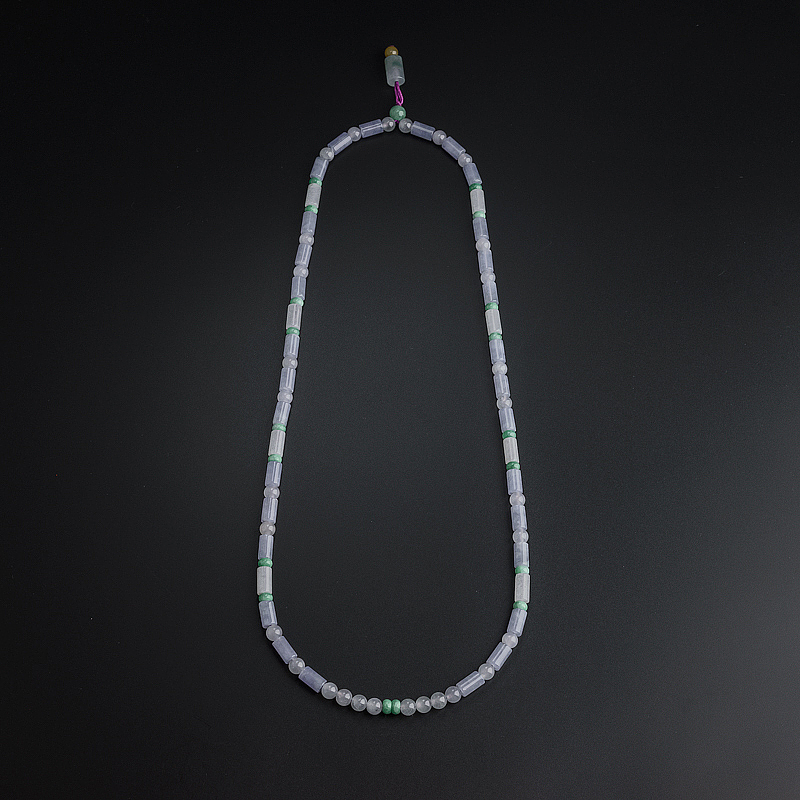 缅甸A货天然冰糯种淡紫翡翠项链 - 红掌柜