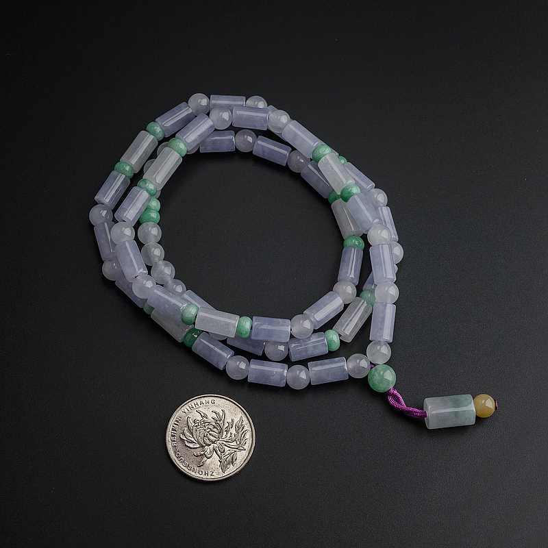 缅甸A货天然冰糯种淡紫项链 - 红掌柜