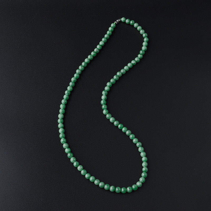 缅甸天然8mm糯种满绿翡翠项链-红掌柜