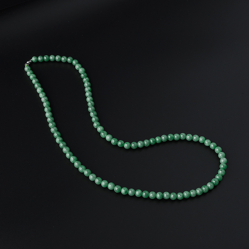 天然8mm糯种满绿翡翠项链-红掌柜