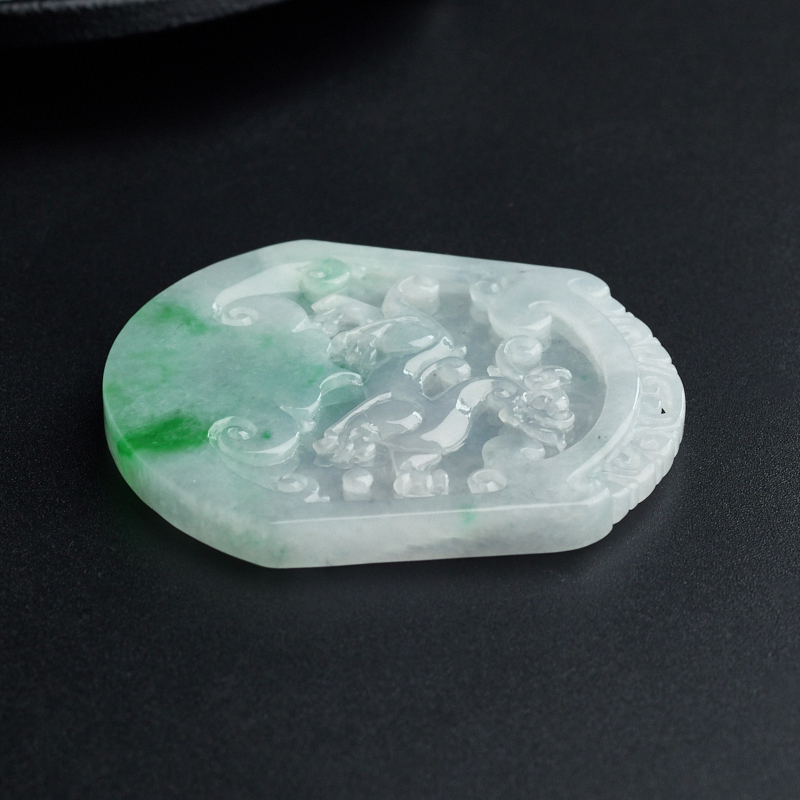 缅甸天然糯种翡翠幸福如意吊坠-红掌柜