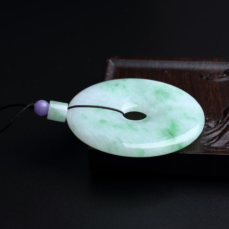 糯种飘花翡翠平安扣 - 红掌柜