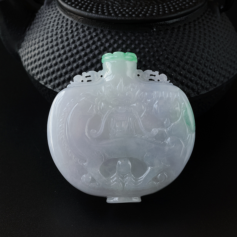 缅甸天然糯种淡紫翡翠鼻烟壶-红掌柜