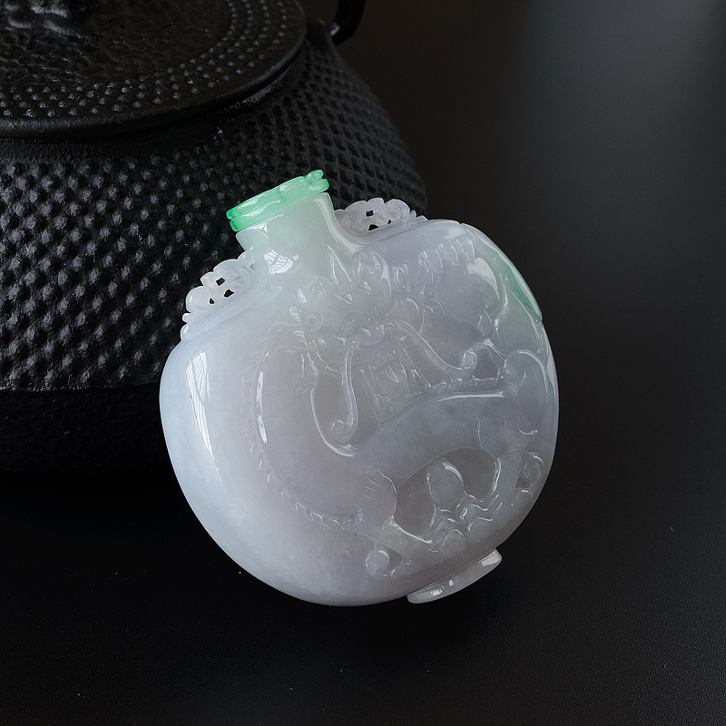 缅甸糯种淡紫翡翠鼻烟壶-红掌柜