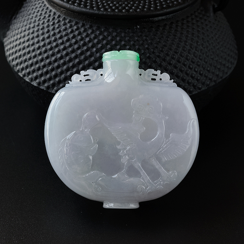 缅甸天然淡紫翡翠鼻烟壶-红掌柜