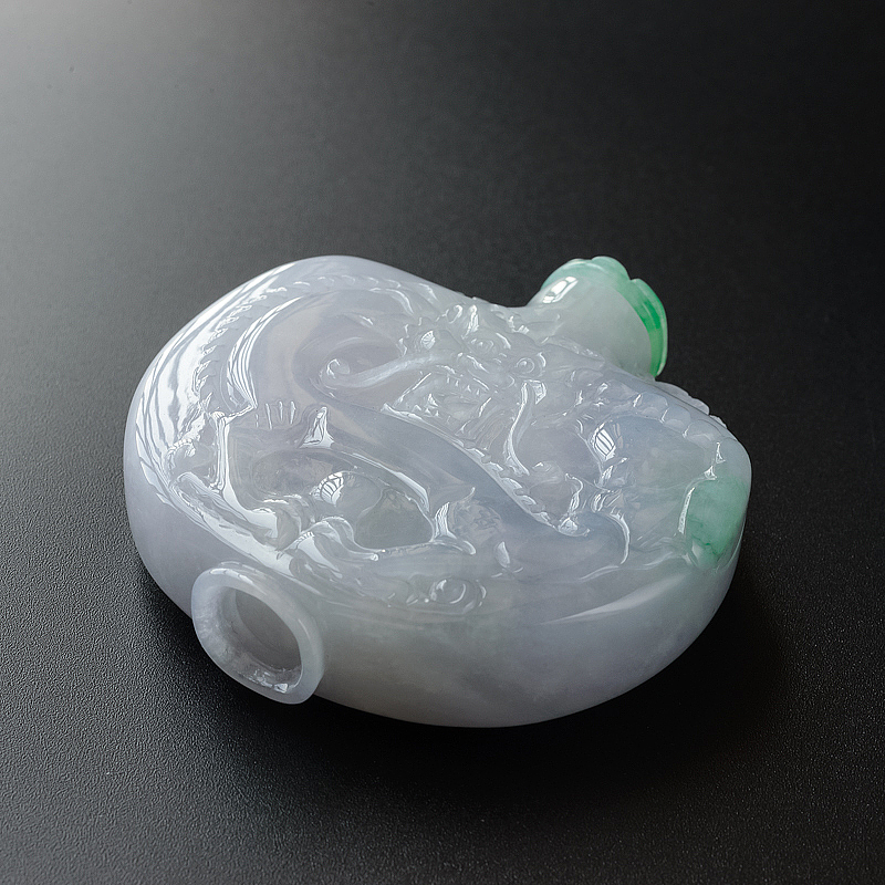 缅甸天然糯种翡翠鼻烟壶-红掌柜