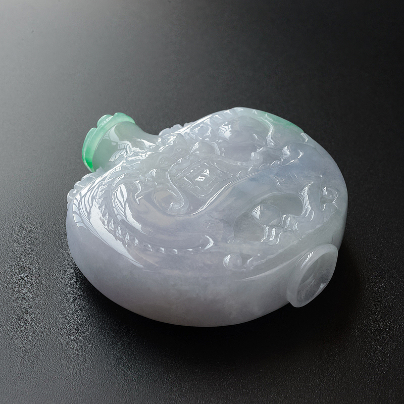 糯种淡紫翡翠鼻烟壶-红掌柜