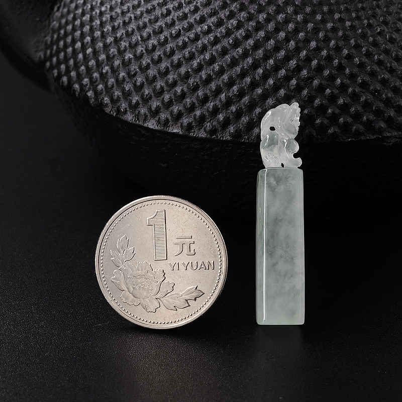 冰糯种飘花翡翠貔貅印章吊坠-红掌柜