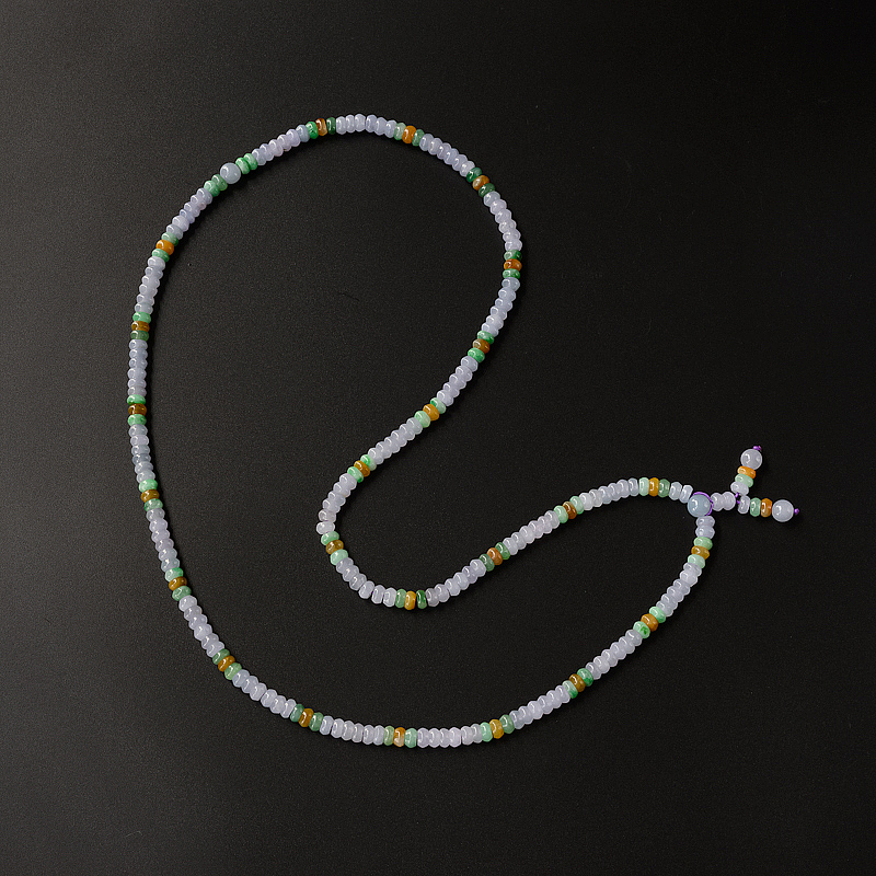 缅甸糯种福禄寿翡翠算盘珠项链-红掌柜