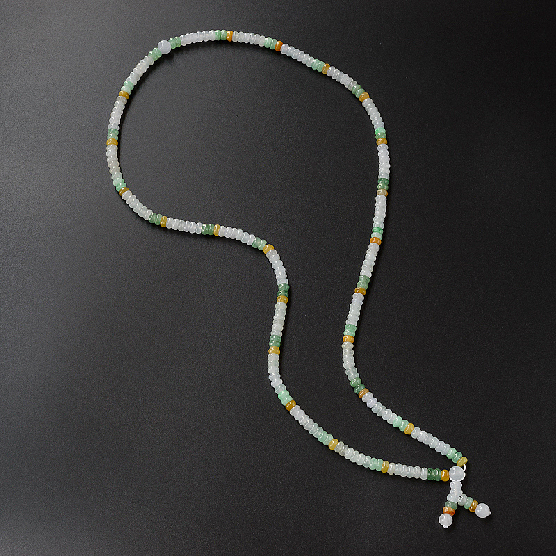 6mm缅甸糯种福禄寿翡翠算盘珠项链-红掌柜