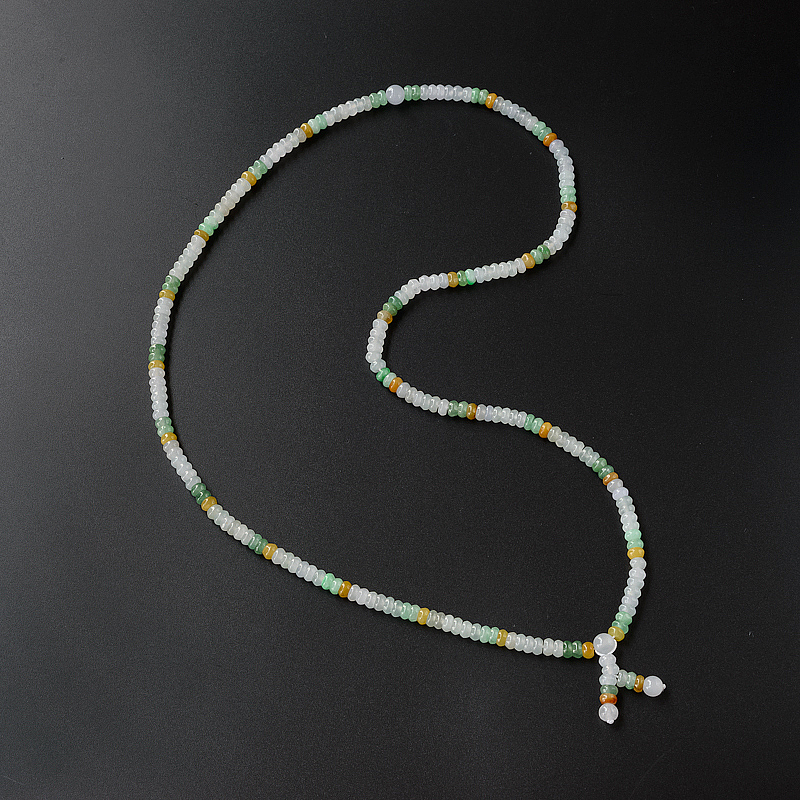 缅甸糯种福禄寿翡翠算盘珠项链-红掌柜