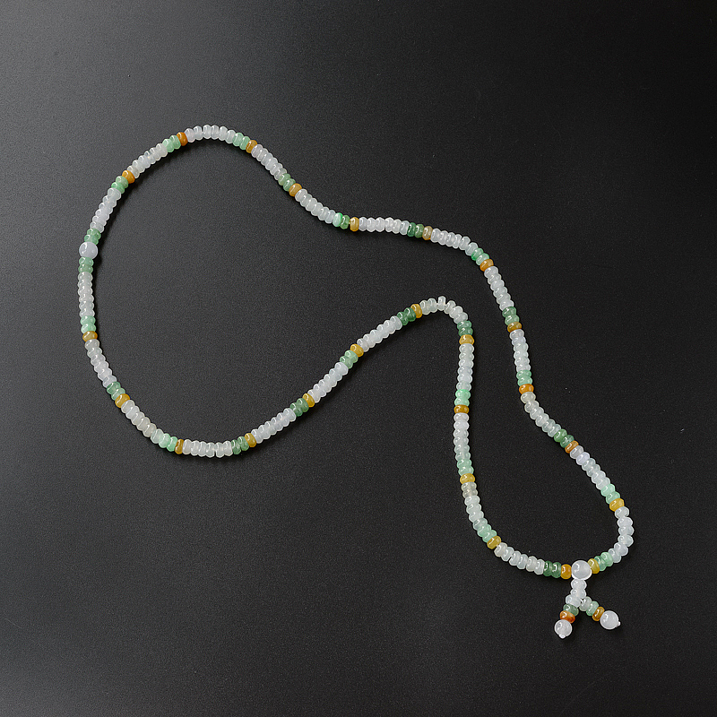 6mm缅甸福禄寿翡翠算盘珠项链-红掌柜