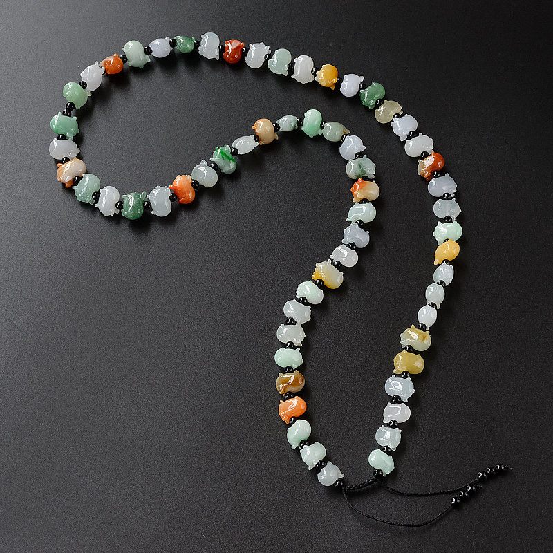 缅甸天然糯种福禄寿翡翠小猪项链-红掌柜