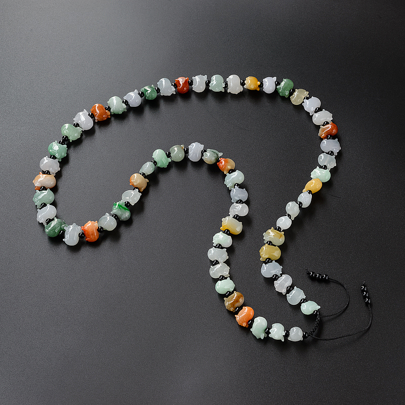 缅甸天然福禄寿翡翠小猪项链-红掌柜