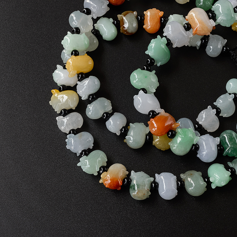 缅甸天然糯种福禄寿翡翠项链-红掌柜