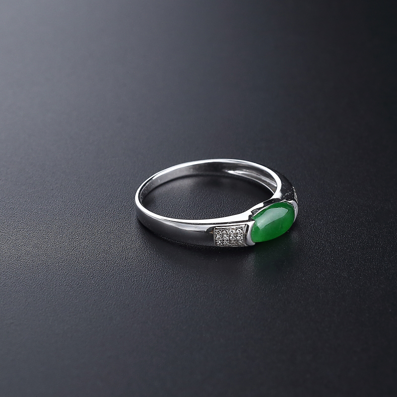 A货天然18K金镶冰糯种阳绿翡翠戒指 - 红掌柜