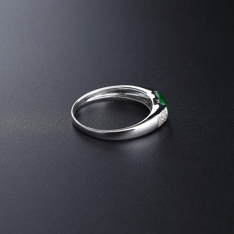 18K金镶冰糯种阳绿翡翠戒指 - 红掌柜