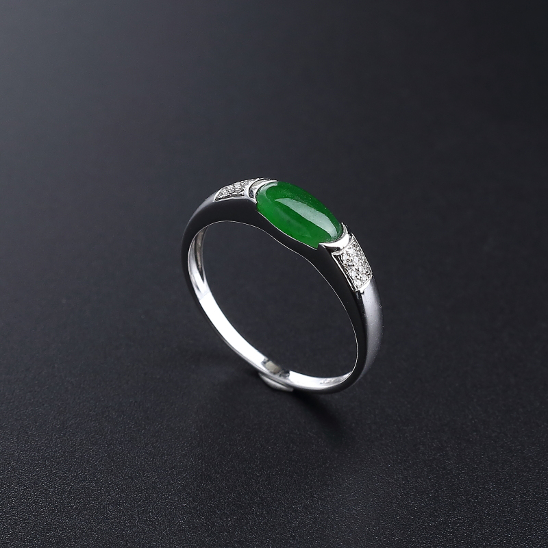 冰糯种阳绿翡翠戒指 - 红掌柜