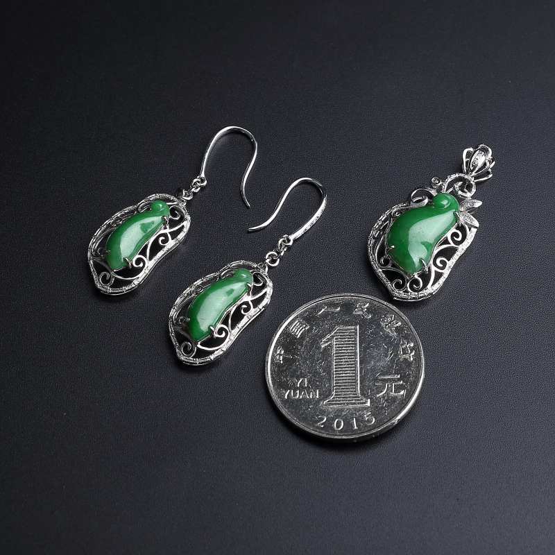 翡翠耳环吊坠两件套 - 红掌柜