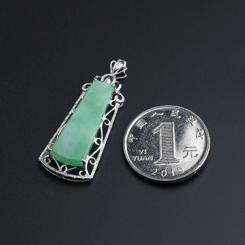 18K金镶糯种翡翠吊坠 - 红掌柜