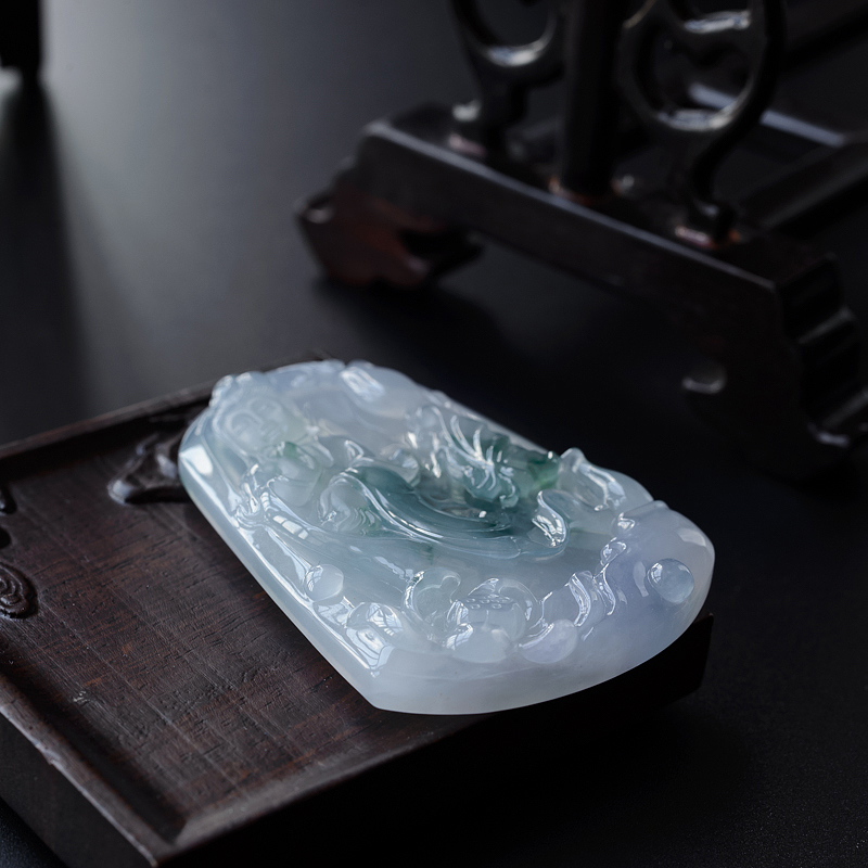 冰糯种飘花观音吊坠 - 红掌柜