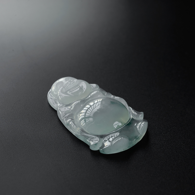 糯种飘花翡翠弥勒佛-红掌柜